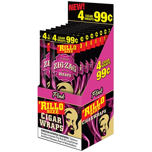 ZigZag Rillo Size Cigar Wraps Pink Smokers Discounts