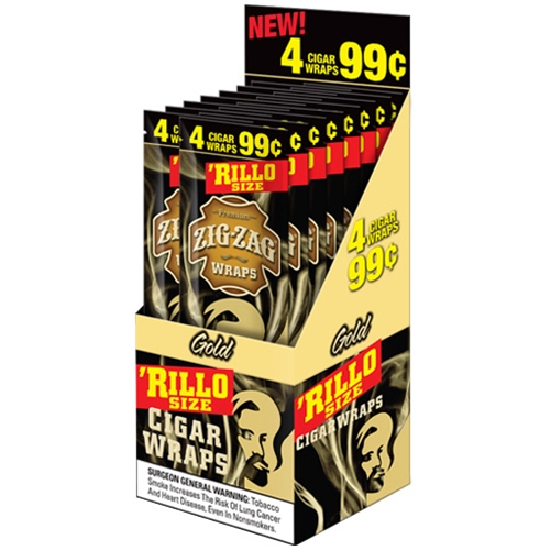 ZigZag Rillo Size Cigar Wraps Gold Smokers Discounts