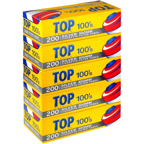 Top Filter Tubes 200ct Silver 100mm